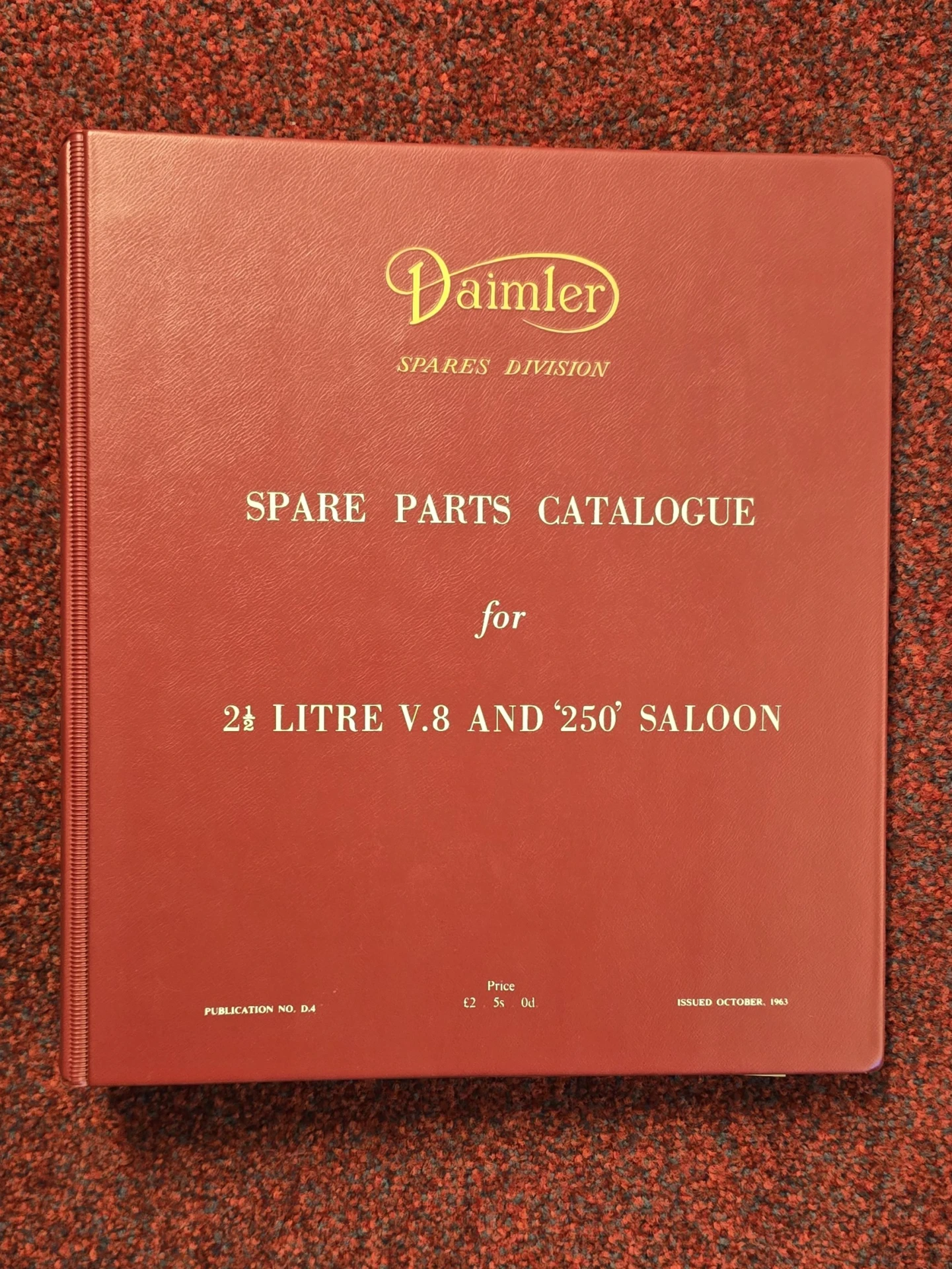Daimler 2 1/2 Litre v8 250 saloon Spare parts Catalogue
