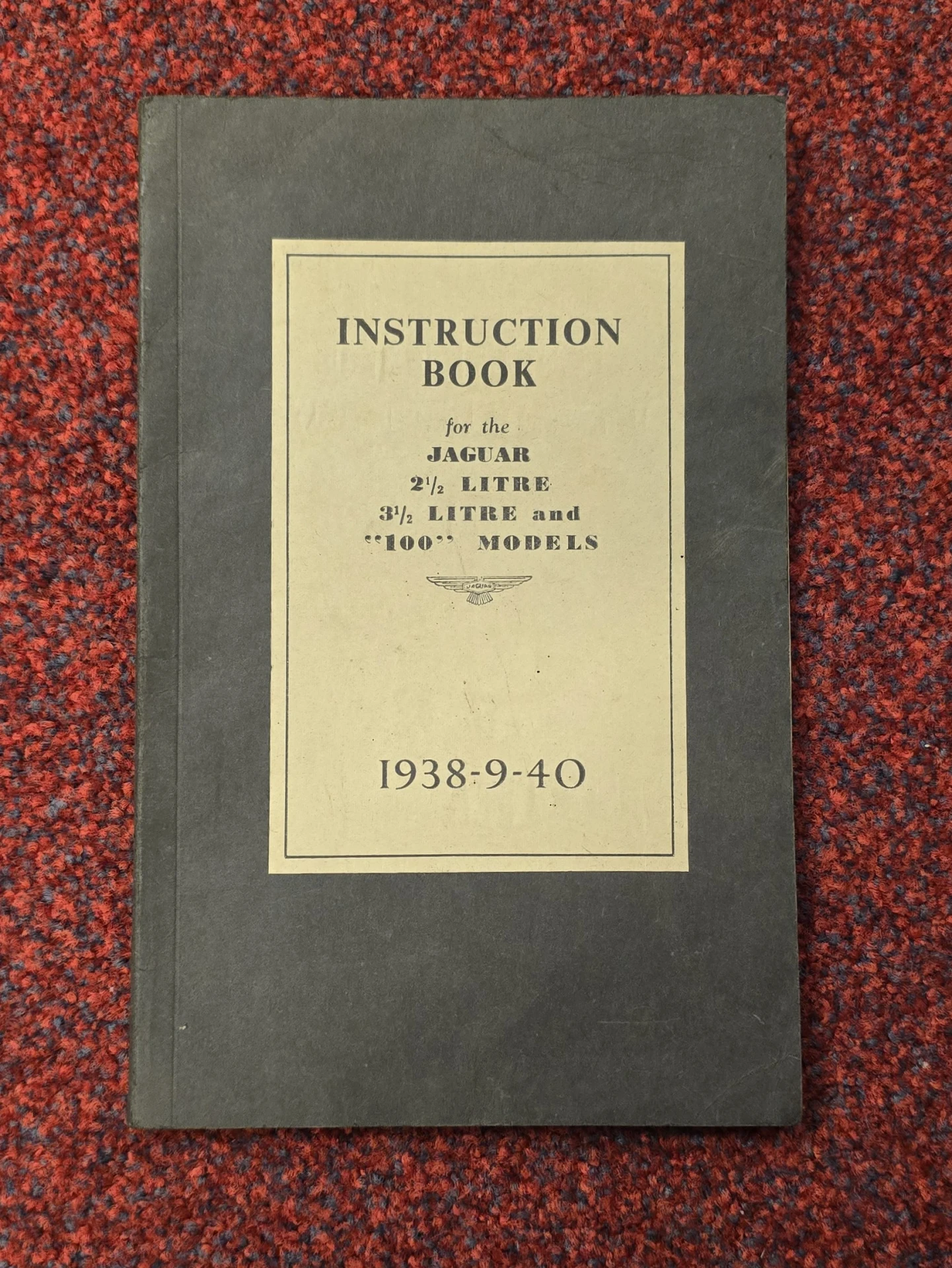 Jaguar SS100 Instruction book 2.1/2 3.1/2 litre 1938-1939-1940